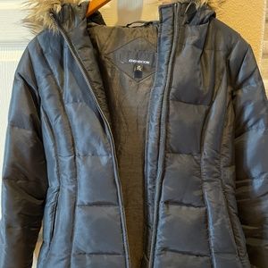 Ladies Down puffer coat with fur trim hood